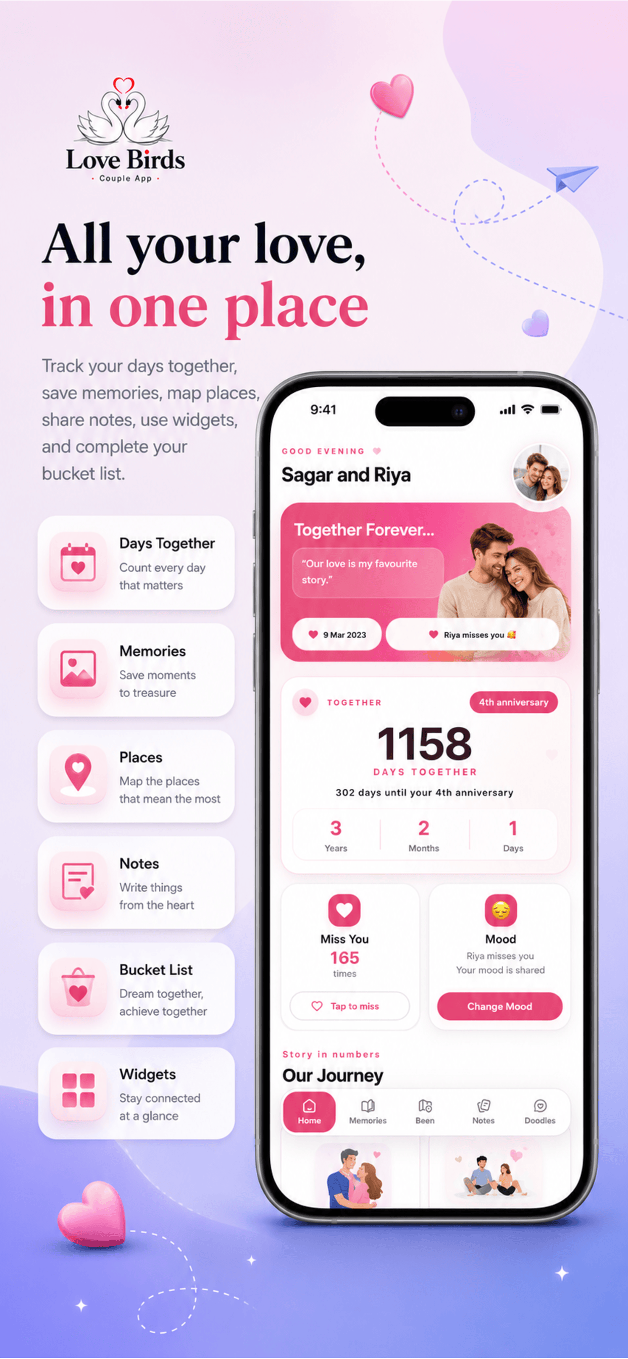 Love Birds home screen preview