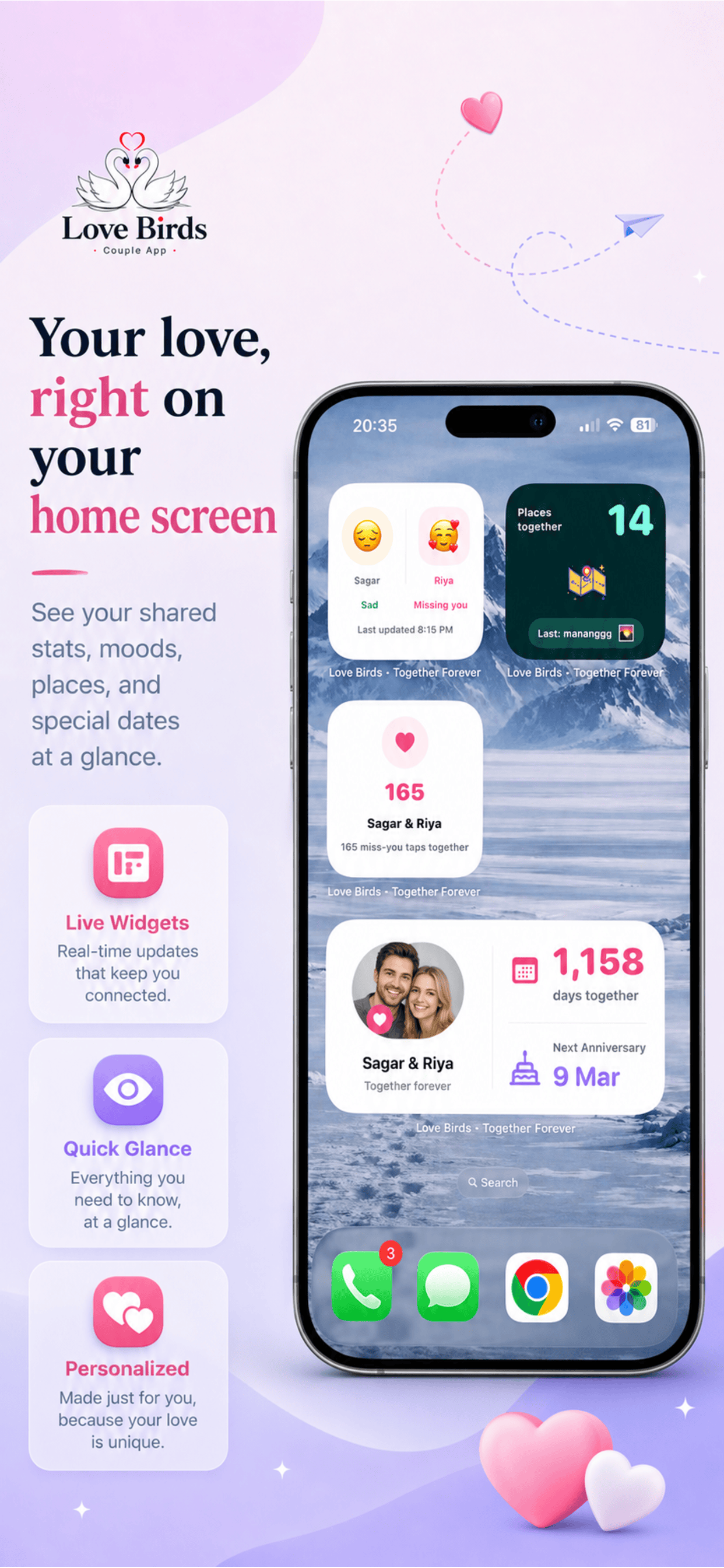 Love Birds widget preview